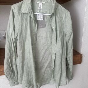 H&M Mint Linen Shirt
